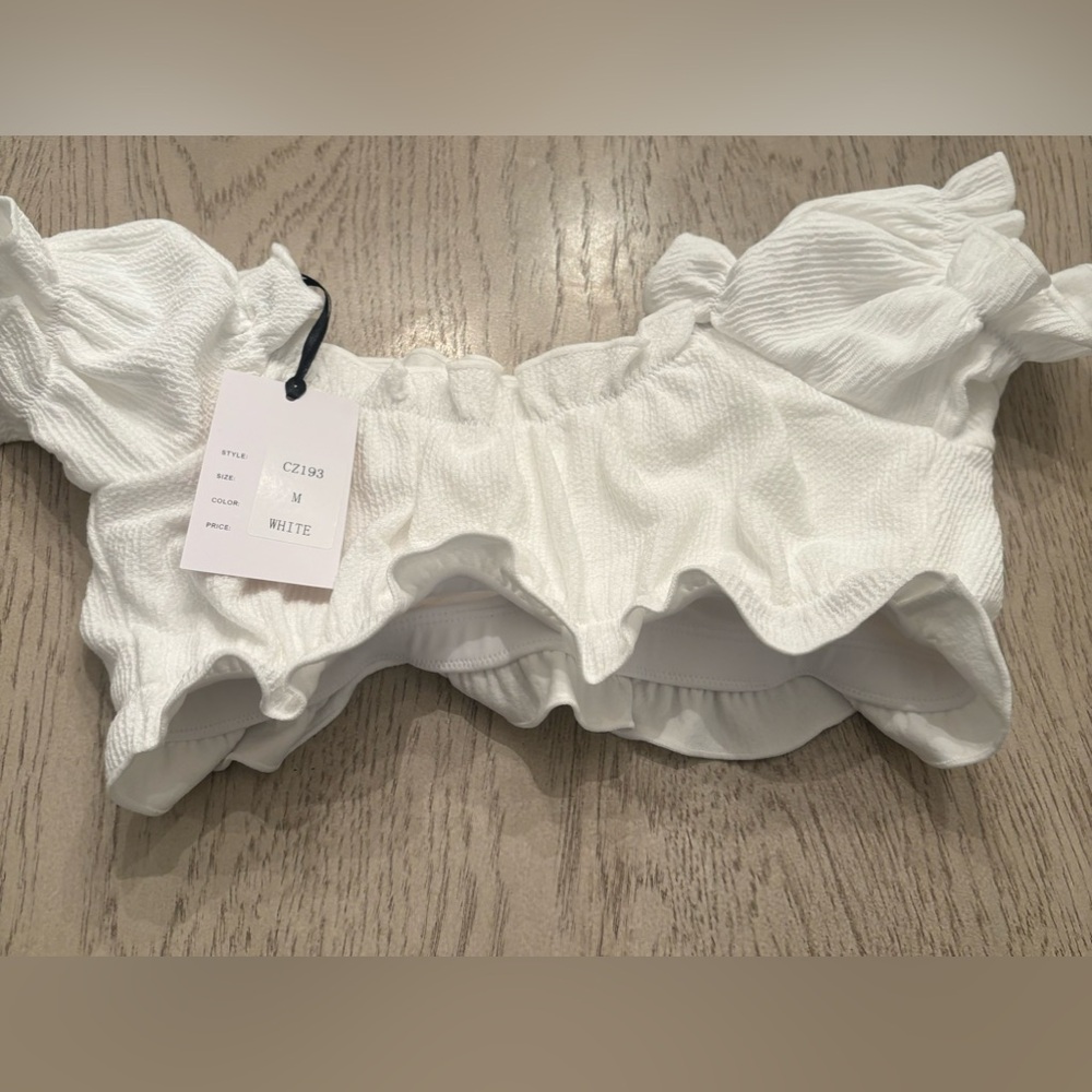 Unique Vintage Ruffle Swim Top-Medium